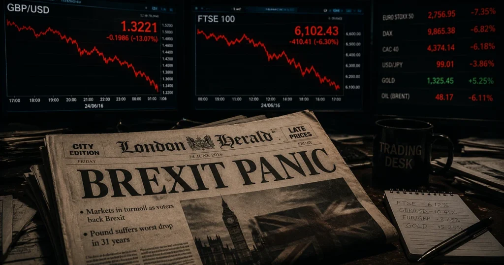 A historical look at the volatile red charts tracking liquidity during the brexit crash in the history of the ftse 100 index.