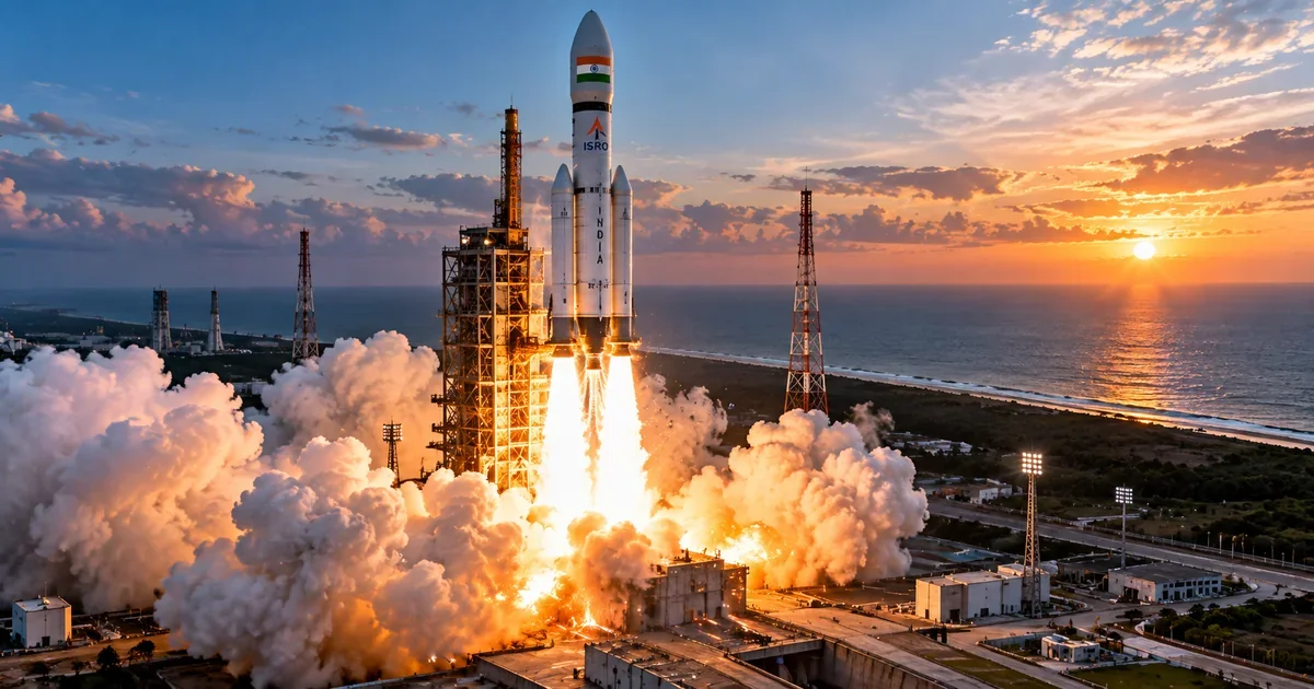 Spacex falcon 9 rocket launching from a coastal launch pad at dawn.