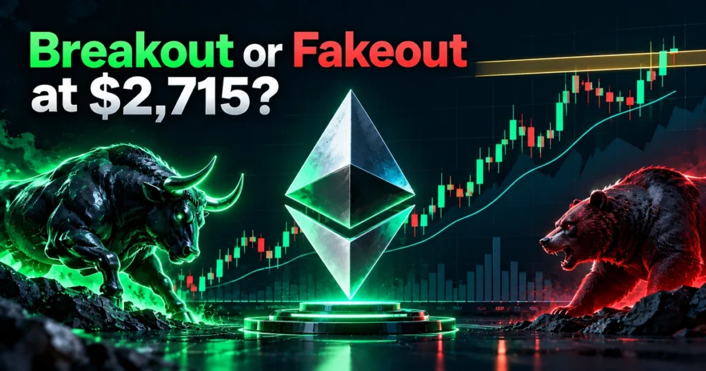2d flat vector illustration of ethereum logo surrounded by glowing green ascending candlestick charts and technical order flow lines for ethusdt 15-minute analysis.